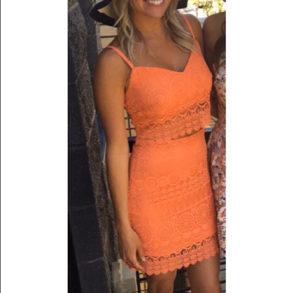 Two piece orange Bebe outfit